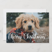 Vrolijke Kerstmis Sneeuw Overlay Foto Feestdagenkaart (Voorkant)