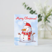Vrolijke Kerstmis Sneeuwman met bericht. Feestdagenkaart (Staand voorkant)