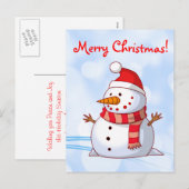 Vrolijke Kerstmis Sneeuwman met bericht. Feestdagenkaart (Voorkant / Achterkant)