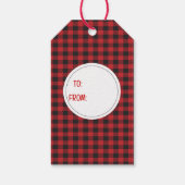 Vrolijke Kerstmis Sneeuwman Red Black Buffalo Plai Cadeaulabel (Achterkant)