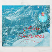 Vrolijke Kerstmis Sneeuwrijke Winter Village Vakan Sparkling Wijnetiket (Enkel label)