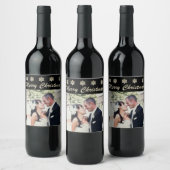 Vrolijke Kerstmis Sneeuwvlok Custom Foto Wijn Labe Wijn Etiket (Flessen)