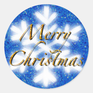 Vrolijke Kerstmis sneeuwvlok elegante kalligrafie Ronde Sticker