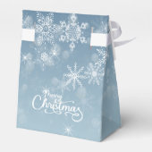 Vrolijke Kerstmis Sneeuwvlokken Blauwe Vakantie Bedankdoosjes (Achterkant)