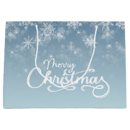 Vrolijke Kerstmis Sneeuwvlokken Blauwe Vakantie Groot Cadeauzakje