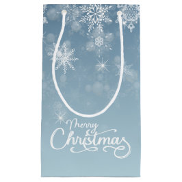 Vrolijke Kerstmis Sneeuwvlokken Blauwe Vakantie Klein Cadeauzakje