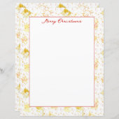 Vrolijke Kerstmis Sneeuwvlokken Gouden Gele Brief (Voorkant / Achterkant)