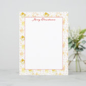 Vrolijke Kerstmis Sneeuwvlokken Gouden Gele Brief (Staand voorkant)