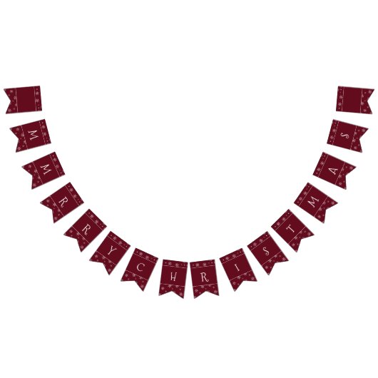 Vrolijke Kerstmis Sneeuwvlokken op Herfst Bourgond Vlaggetjes (Alle)