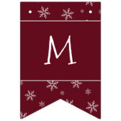 Vrolijke Kerstmis Sneeuwvlokken op Herfst Bourgond Vlaggetjes (Tweede vlag)