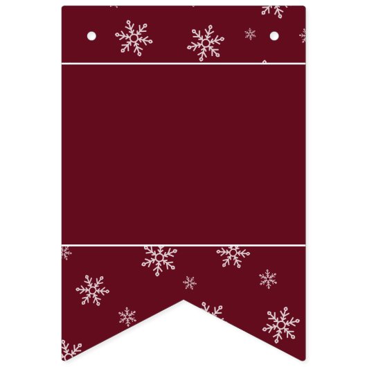 Vrolijke Kerstmis Sneeuwvlokken op Herfst Bourgond Vlaggetjes (Eerste vlag)