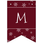Vrolijke Kerstmis Sneeuwvlokken op Herfst Bourgond Vlaggetjes (Derde vlag)
