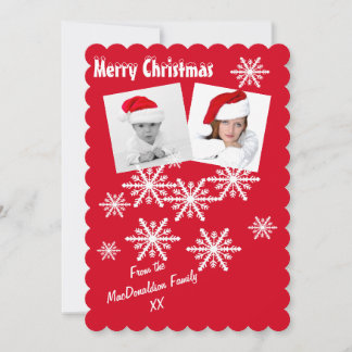 Vrolijke Kerstmis sneeuwvlokken rood aangepaste Ke Feestdagenkaart