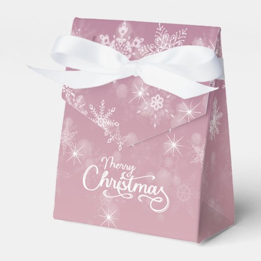 Vrolijke Kerstmis Sneeuwvlokken Roze Vakantie Bedankdoosjes (Voorkant Zijde)
