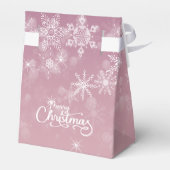Vrolijke Kerstmis Sneeuwvlokken Roze Vakantie Bedankdoosjes (Achterkant)