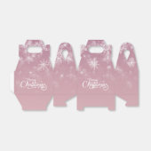 Vrolijke Kerstmis Sneeuwvlokken Roze Vakantie Bedankdoosjes (Uitgevouwen)