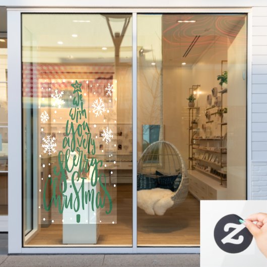 Vrolijke Kerstmis Snowflakes boerderij script stor Raamsticker (Winkelraam)