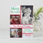 Vrolijke Kerstmis Snowflakes Collage 3 Foto's Feestdagenkaart (Staand voorkant)
