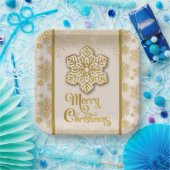 Vrolijke Kerstmis Snowflakes Gouden Glitter Sparkl Papieren Bordje (Feest)