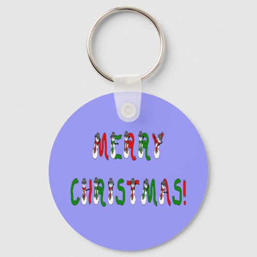 Vrolijke Kerstmis Snowman Font Typografie Groen Ro Sleutelhanger (Voorkant)