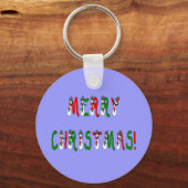 Vrolijke Kerstmis Snowman Font Typografie Groen Ro Sleutelhanger (Voorkant)