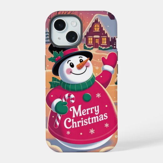 Vrolijke Kerstmis Snowman iPhone / iPad case iPhone 15 Case (Achterkant)