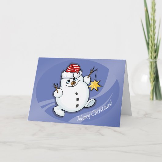 Vrolijke Kerstmis Snowman kaart (Voorkant)