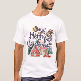 Vrolijke Kerstmis Snowy House Winter Truck T-shirt