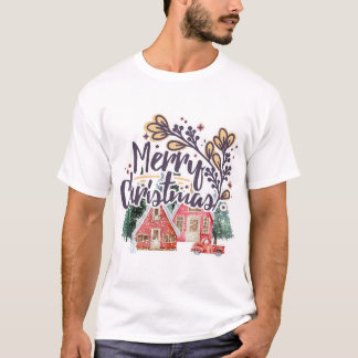 Vrolijke Kerstmis Snowy House Winter Truck T-shirt