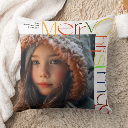 Vrolijke Kerstmis speelse letters aangepaste foto Kussen (Deken)