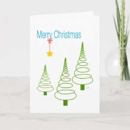 Vrolijke Kerstmis, Spiraalvormige Bomen, Ster en Feestdagen Kaart