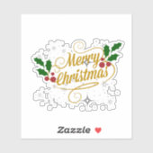 Vrolijke Kerstmis sprankeling en glans gouden teks Sticker (Vel)