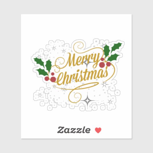 Vrolijke Kerstmis sprankeling en glans gouden teks Sticker (Vel)