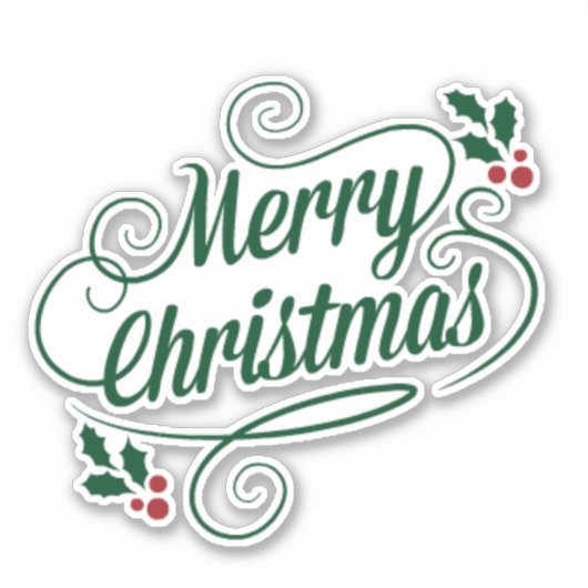 Vrolijke Kerstmis sprankeling en glans groene teks Sticker (Voorkant)