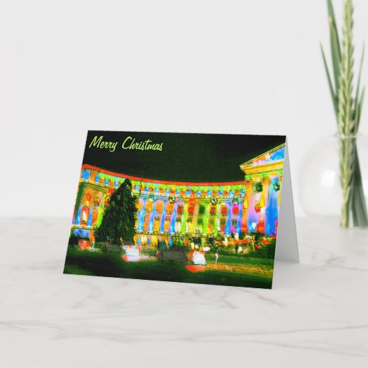 Vrolijke Kerstmis, Stad & Provincie Bldg, Co van Feestdagen Kaart (Voorkant)