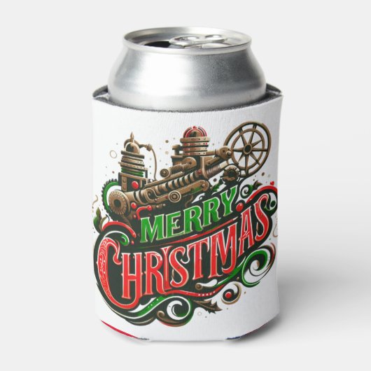 Vrolijke Kerstmis steampunk Blikjeskoeler (Blikje Voorkant)