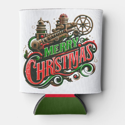Vrolijke Kerstmis steampunk Blikjeskoeler (Voorkant)