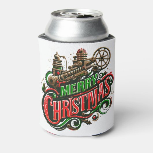 Vrolijke Kerstmis steampunk Blikjeskoeler (Blikje Achterkant)