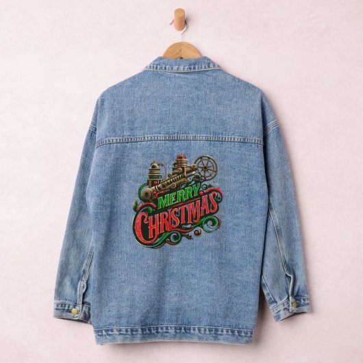 Vrolijke Kerstmis steampunk Denim Jacket (Hangar)