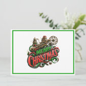 Vrolijke Kerstmis steampunk Feestdagenkaart (Staand voorkant)