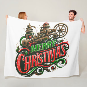 Vrolijke Kerstmis steampunk Fleece Deken