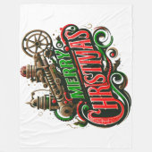 Vrolijke Kerstmis steampunk Fleece Deken (Voorkant)