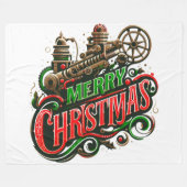 Vrolijke Kerstmis steampunk Fleece Deken (Voorkant (Horizontaal))