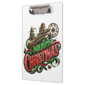 Vrolijke Kerstmis steampunk Klembord (Links)