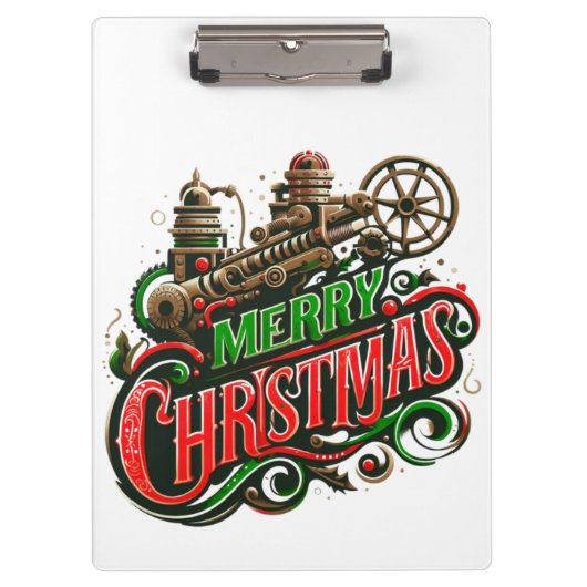 Vrolijke Kerstmis steampunk Klembord (Voorkant)