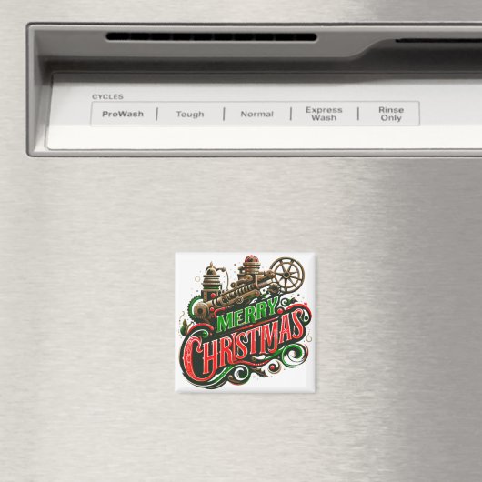 Vrolijke Kerstmis steampunk Magneet (Insitu (Vaatwasser))