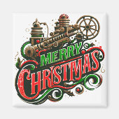 Vrolijke Kerstmis steampunk Magneet (Voorkant)