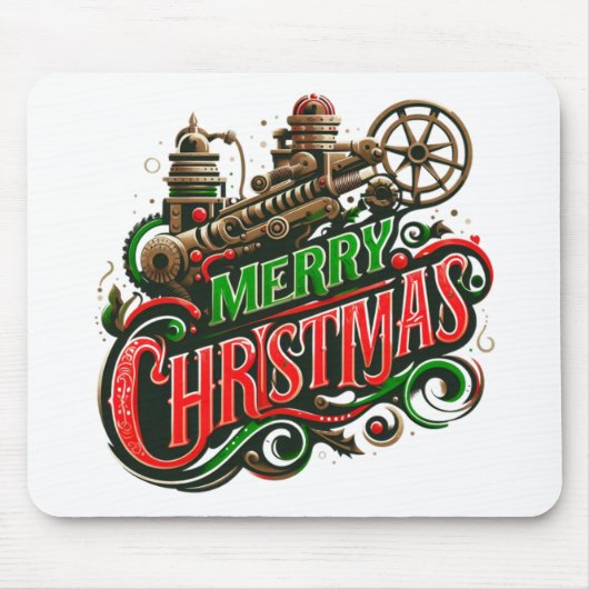 Vrolijke Kerstmis steampunk Muismat (Voorkant)