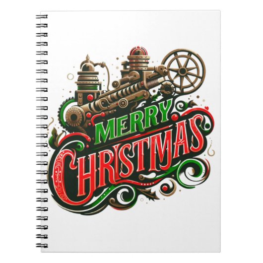 Vrolijke Kerstmis steampunk Notitieboek (Voorkant)