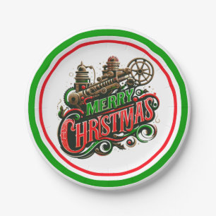Vrolijke Kerstmis steampunk Papieren Bordje
